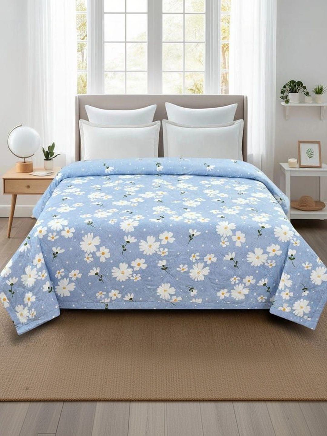 Comfowell Blue Floral AC Room 210 GSM Quilt-picture-24