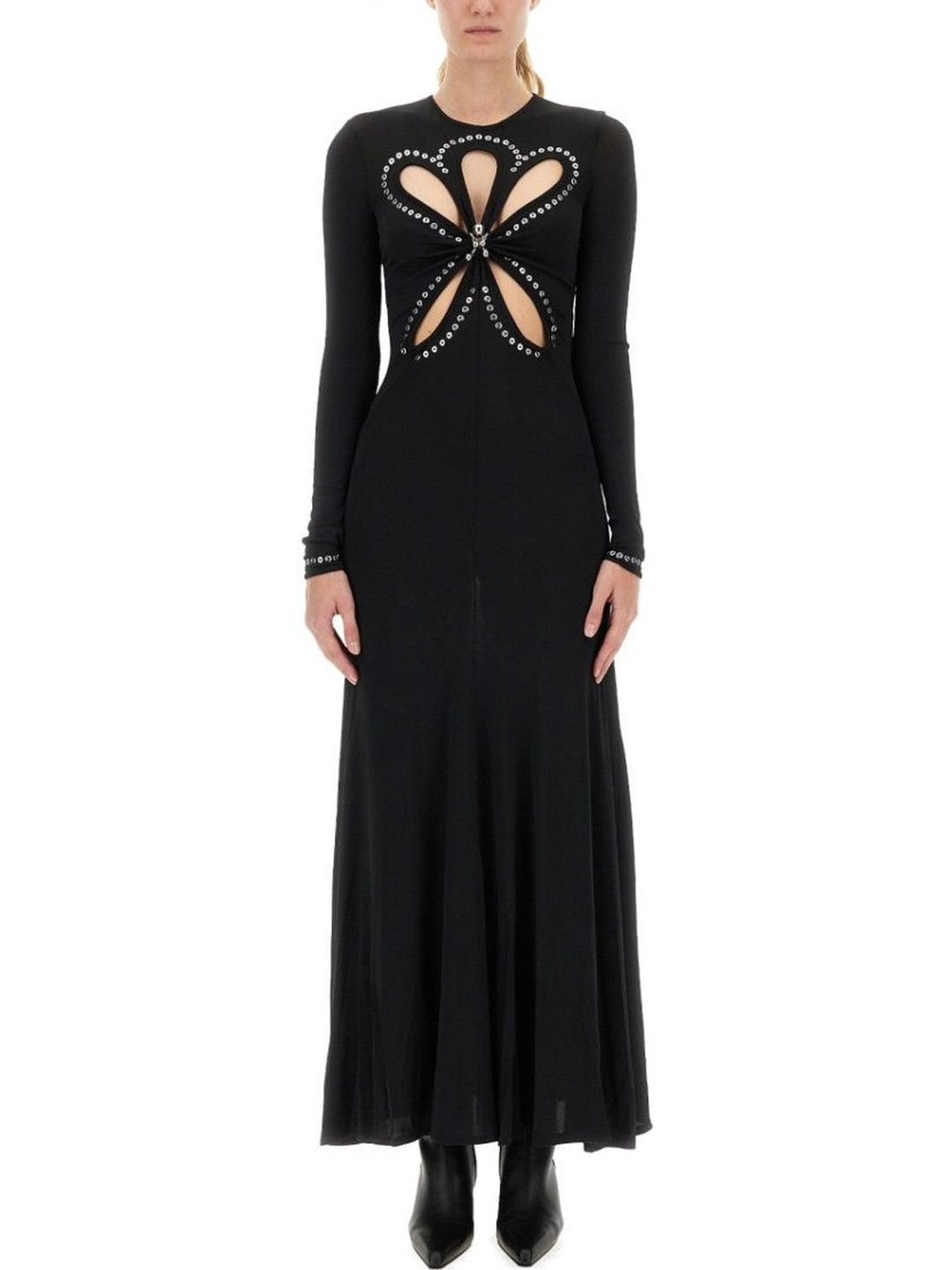 Rabanne Black Embellished Round Neck Maxi Dress-image-46