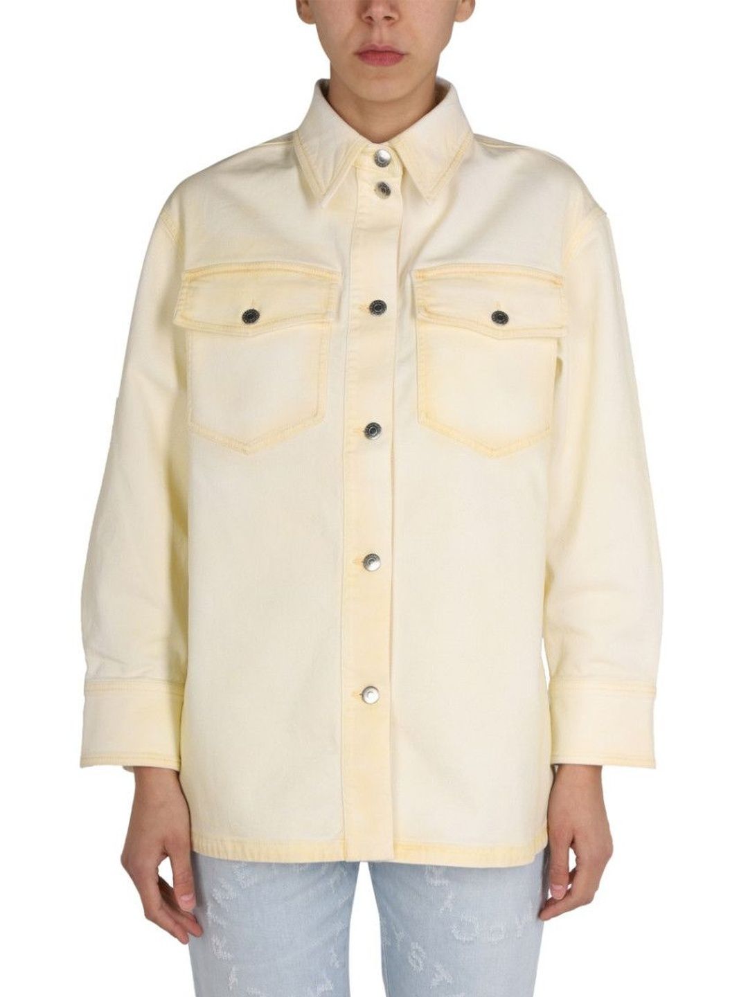 Stella McCartney Yellow Solid Shirt Collar Jacket-image-18