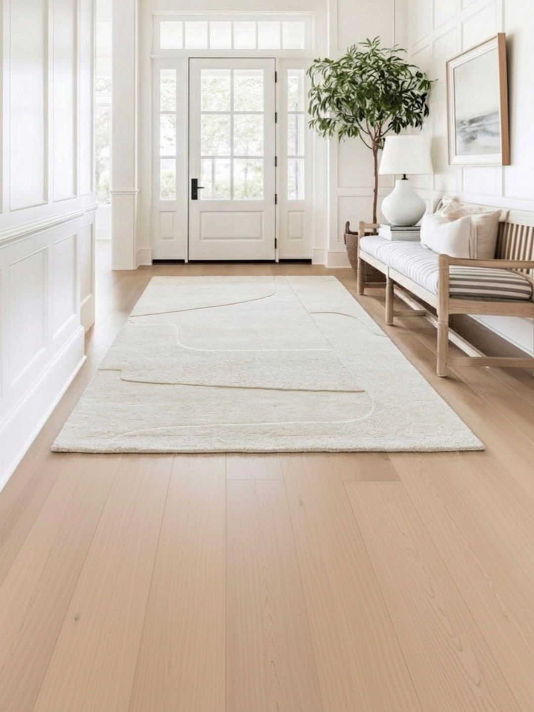 Myntra Elegant Homes Cream-Coloured Abstract Woollen Carpet-picture-51