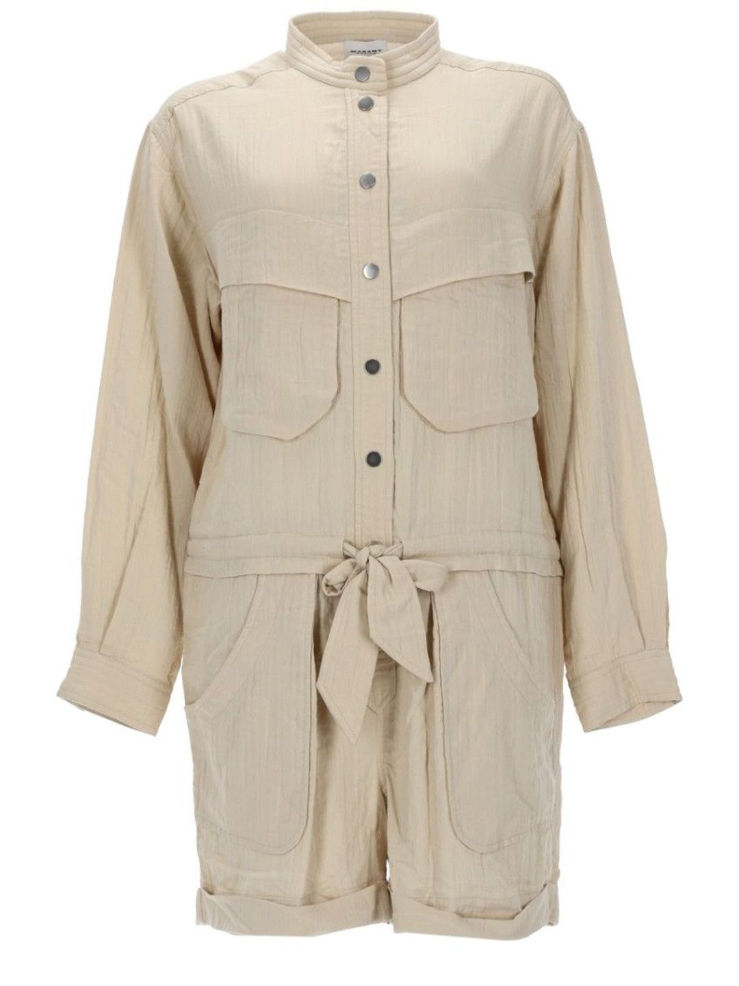 marant etoile Beige Solid Mandarin Collar Jumpsuit-picture-22