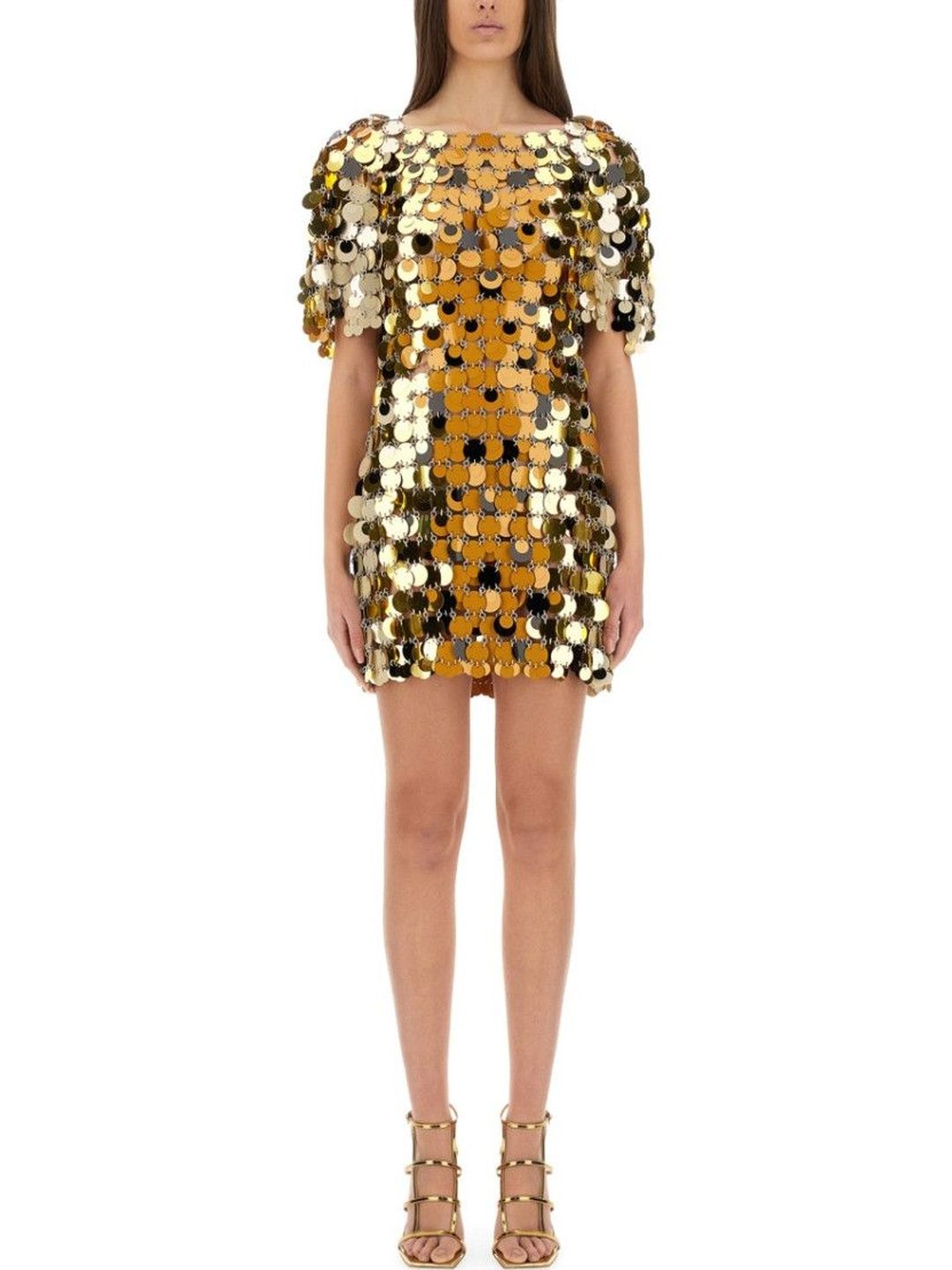 Rabanne Gold Embellished Round Neck Mini Dress-picture-31