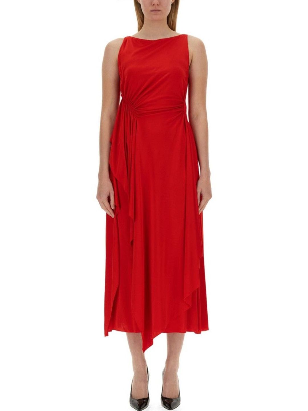 Lanvin Red Boat Neck Midi Dress-picture-12
