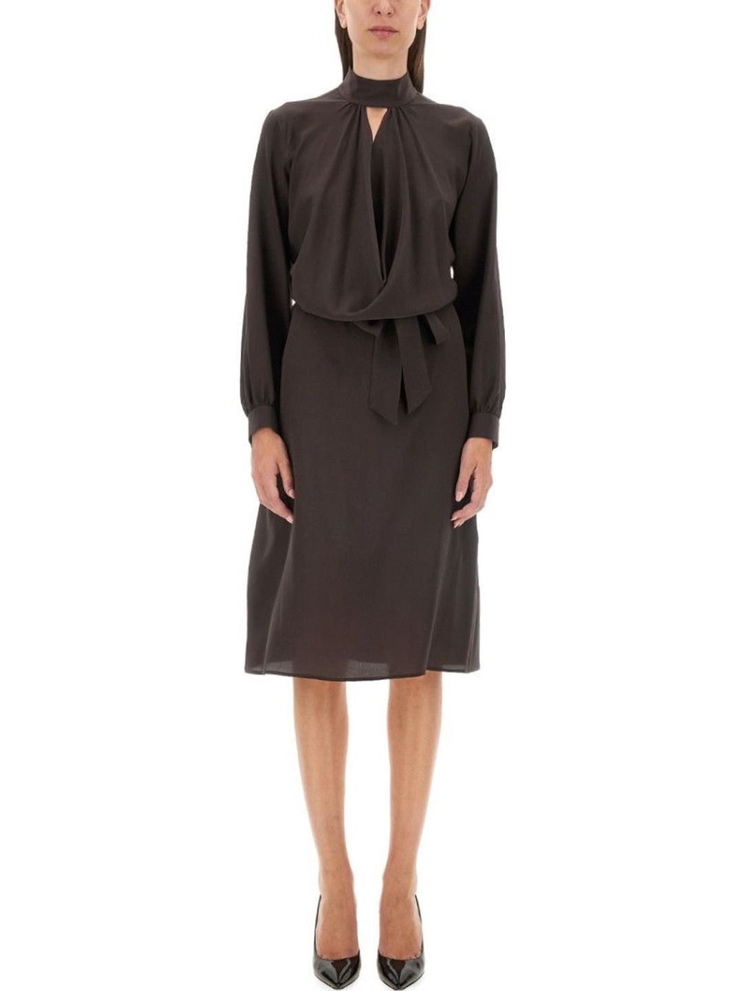 Kiton Dark Brown Mock Collar Dress-picture-20
