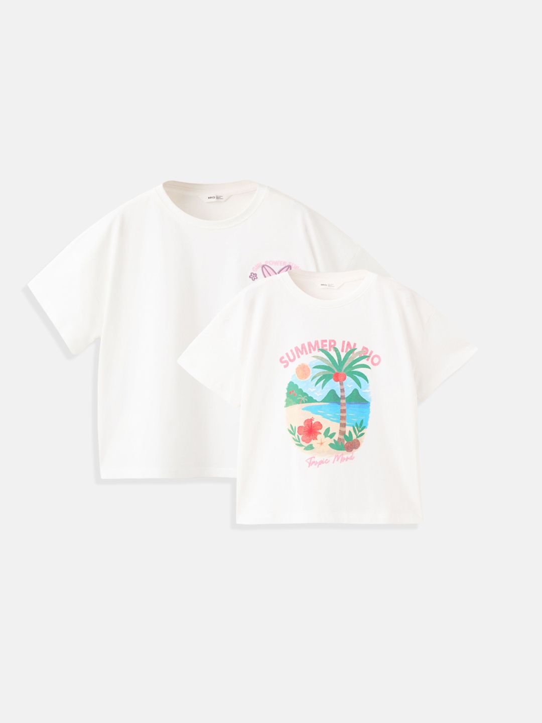 Mango Kids Girls Pack Of 2 Pure Cotton T-shirt-picture-9