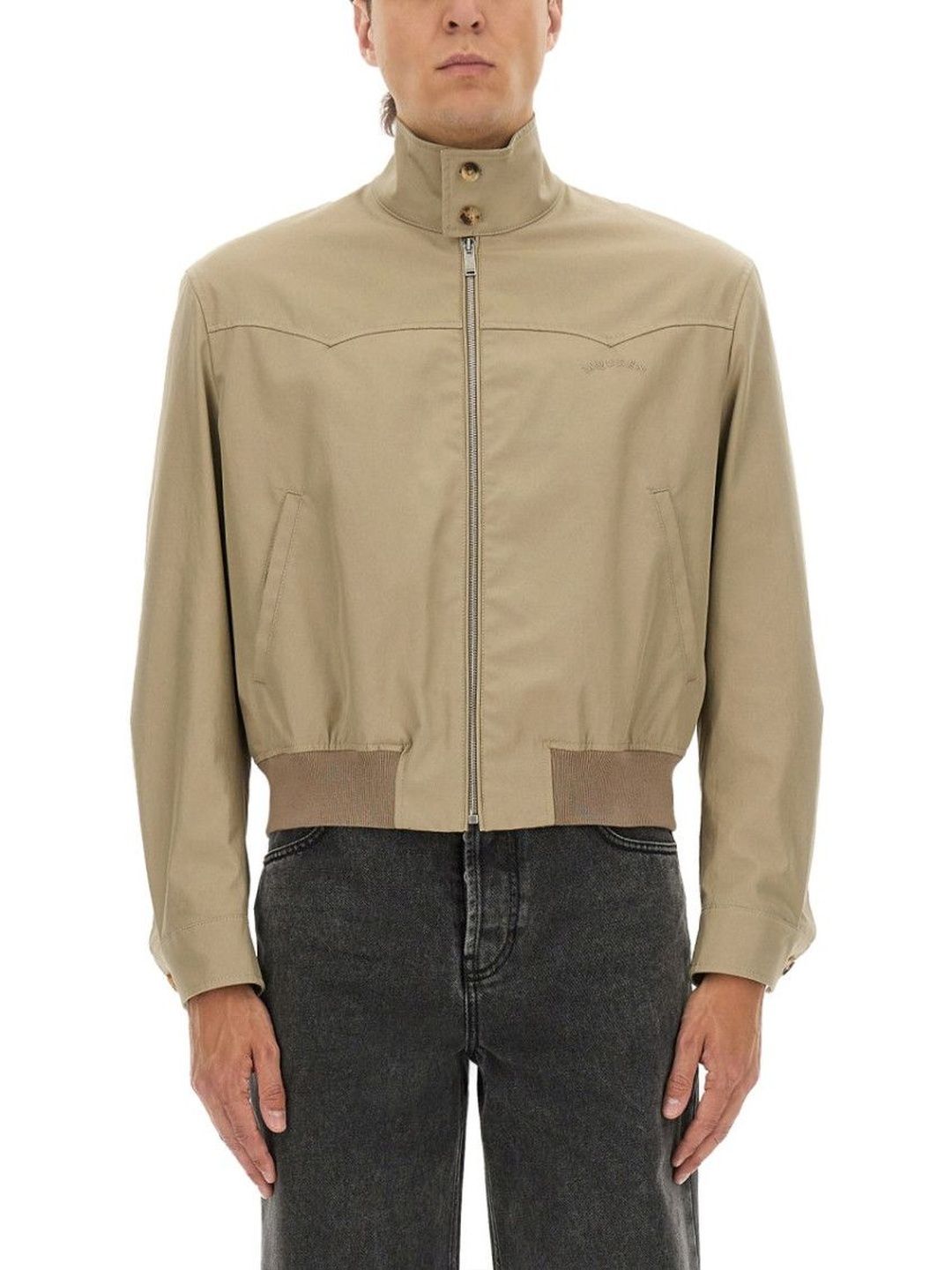 Alexander McQueen Beige Solid Mock Collar Jacket-picture-32