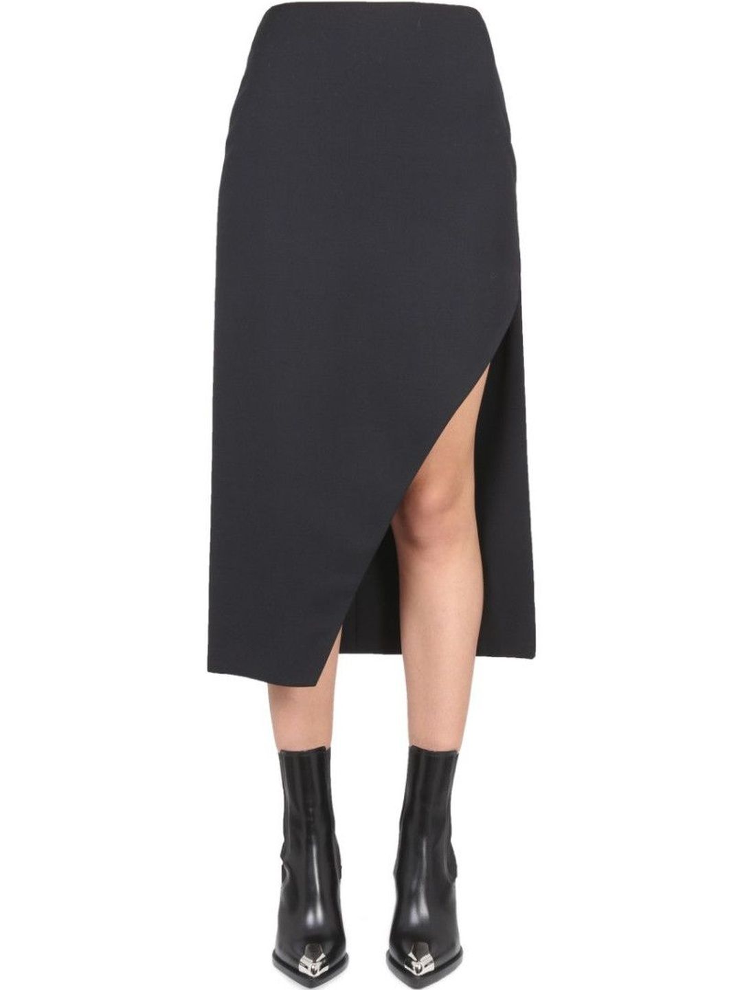 Alexander McQueen Black Solid Midi Skirt-picture-16