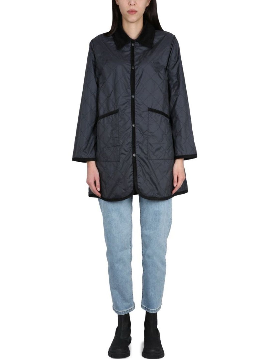 Lavenham Black Quilted Shirt Collar Jacket-picture-57