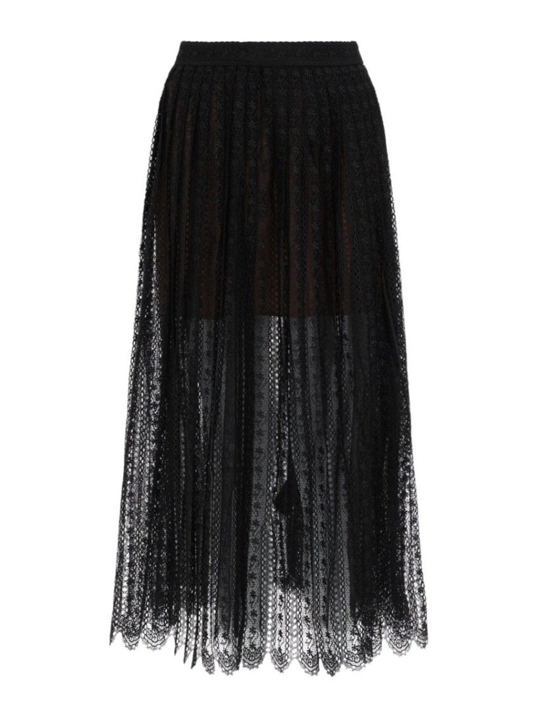 Self-Portrait Black Lace Midi Skirt-picture-45