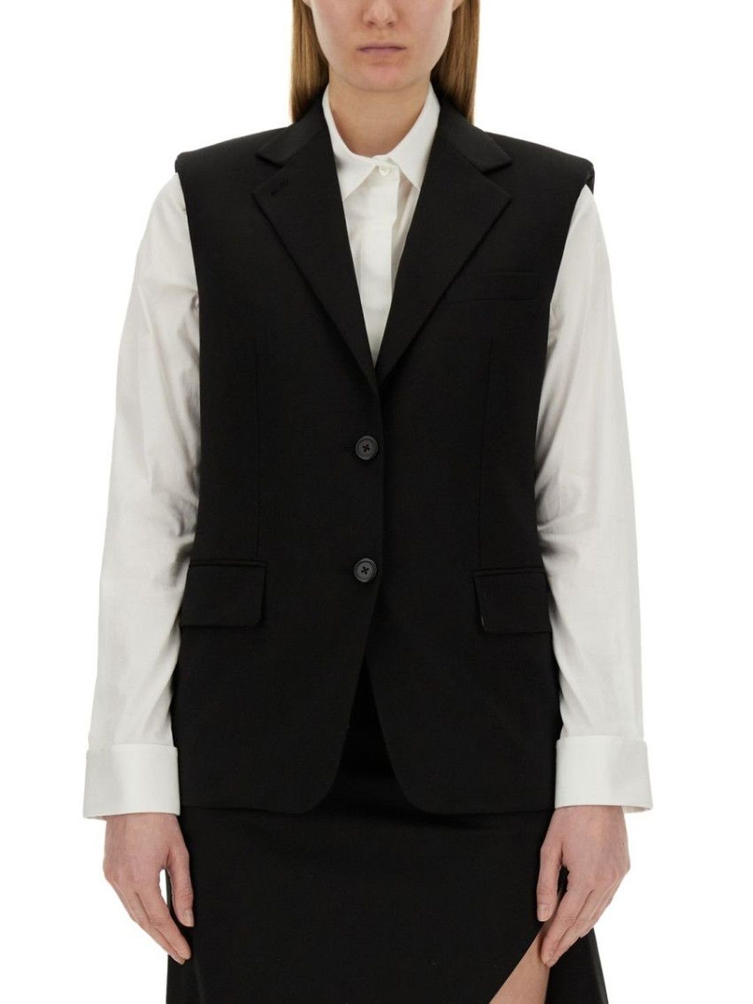 Helmut Lang Black Solid Notched Lapel Jacket-picture-42