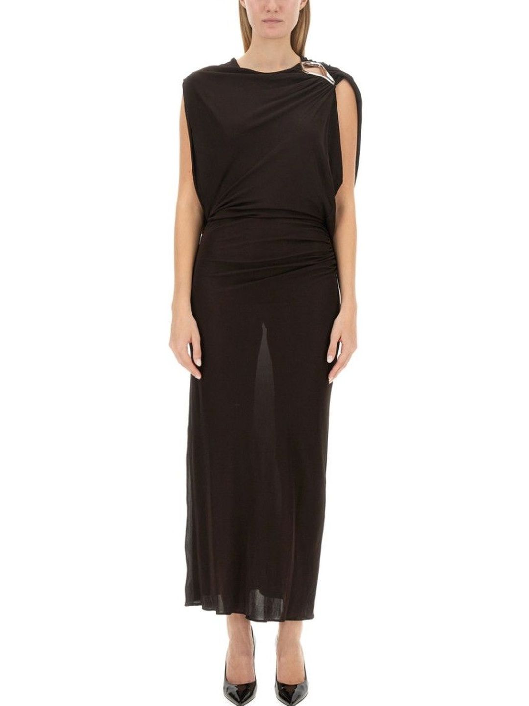 Lanvin Brown Round Neck Maxi Dress-image-25