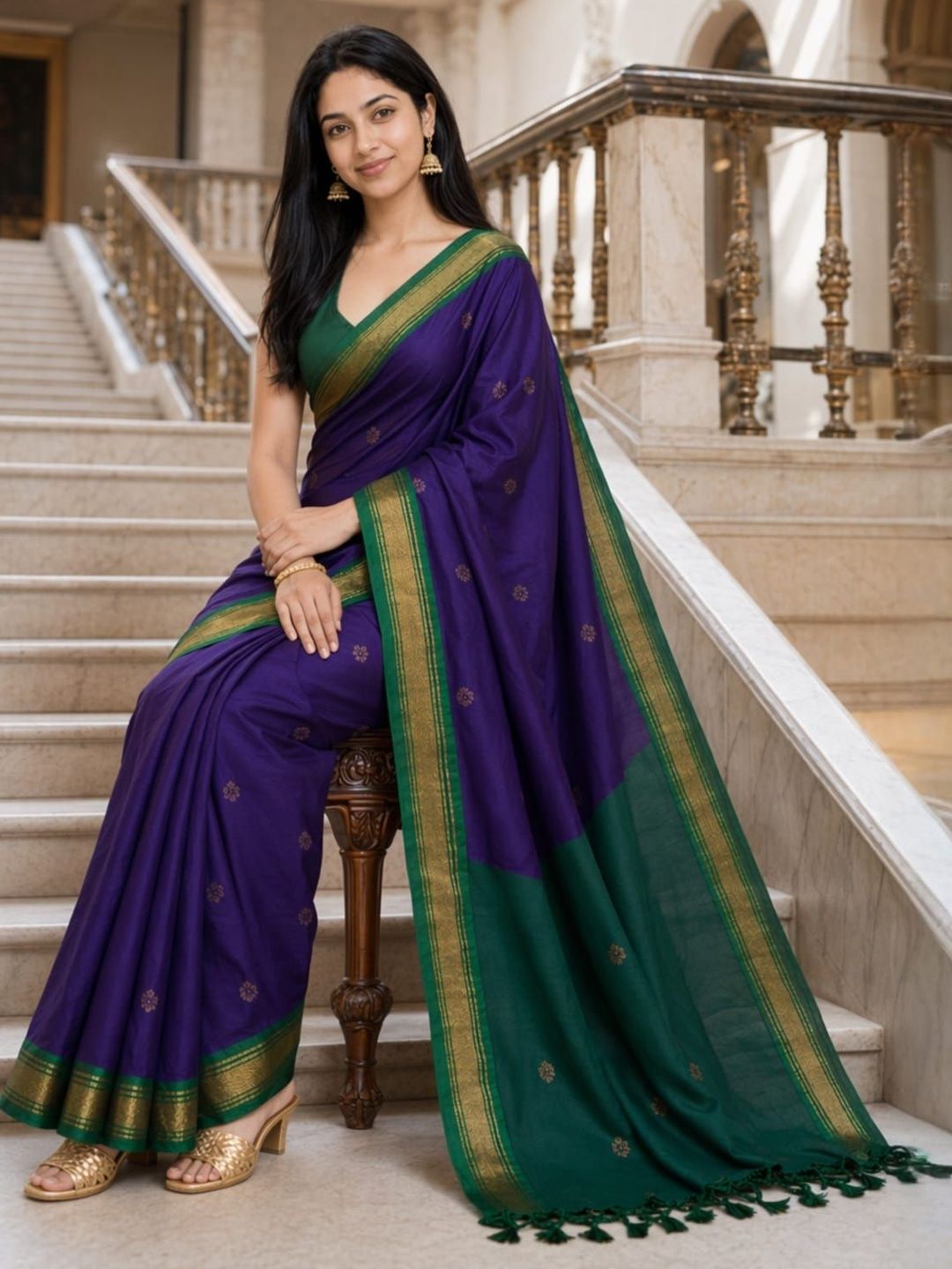 Anouk Rustic Woven Design Pure Cotton Kanjeevaram Saree