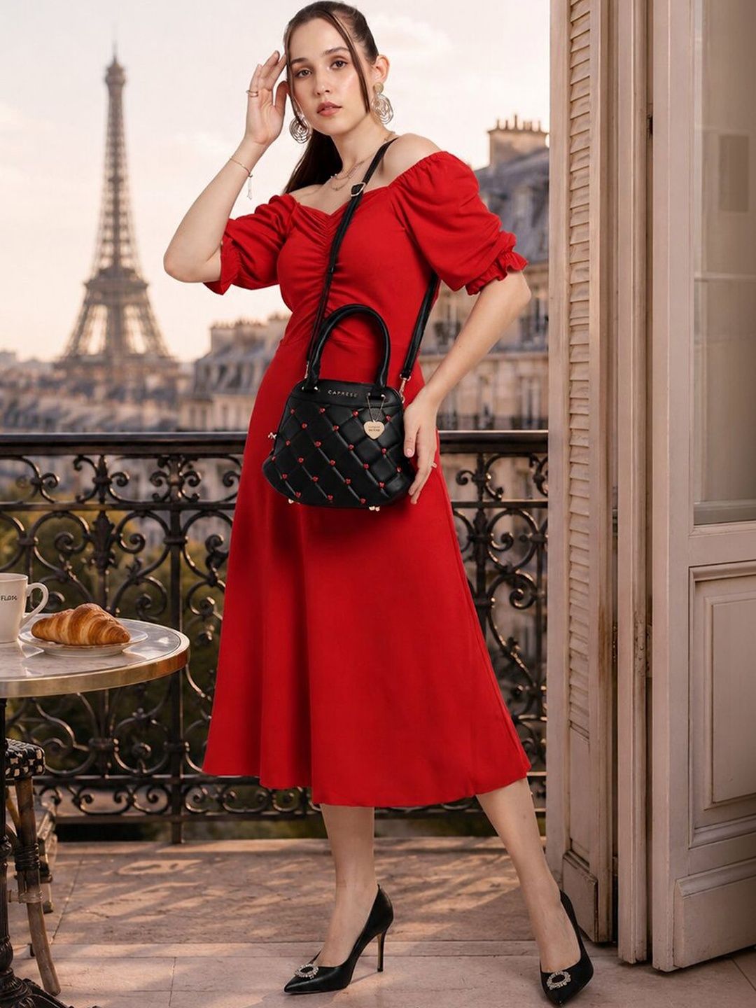 Caprese X Emily in Paris Ashley Black Medium Women Satchel Bag-picture-32