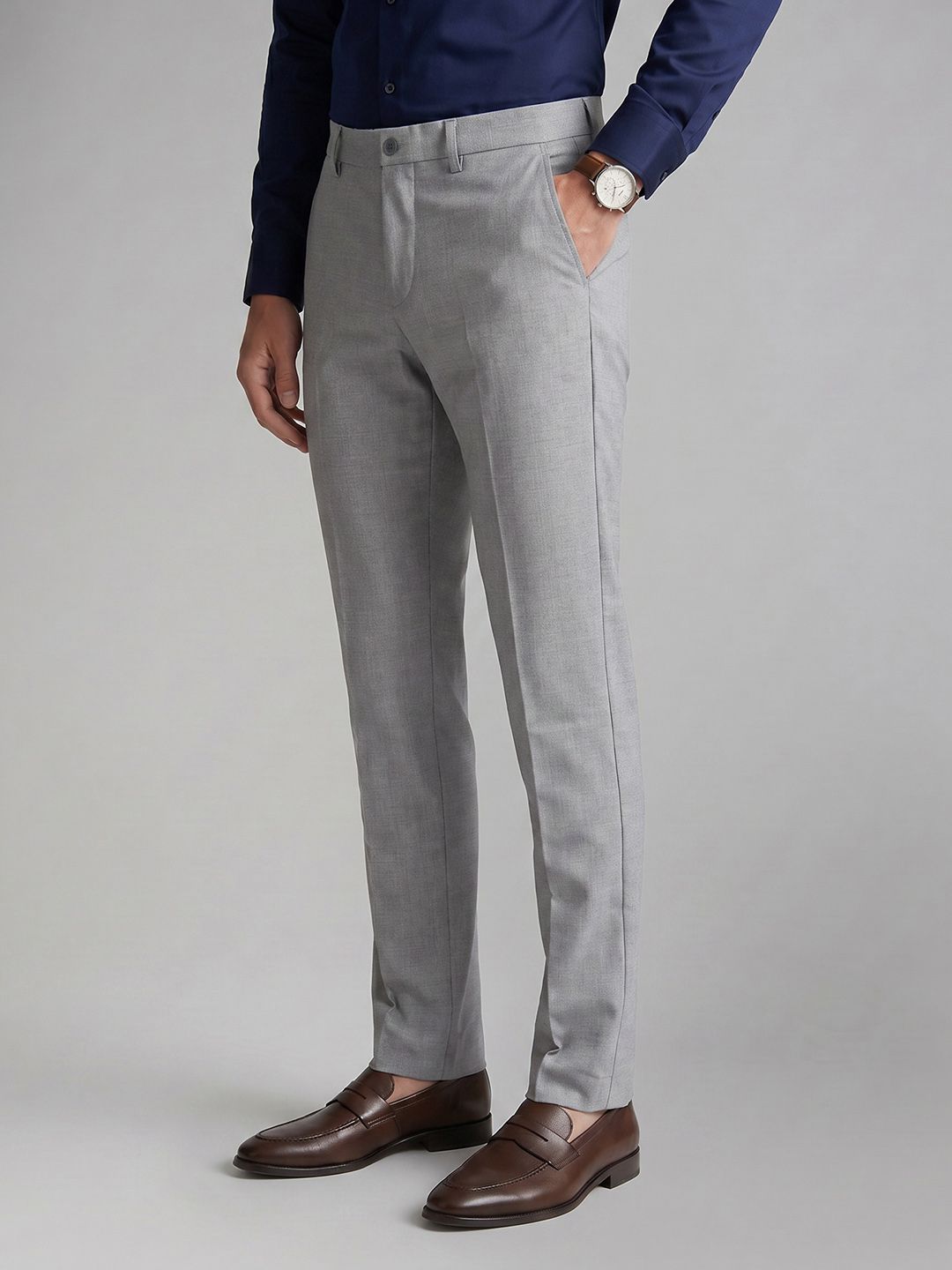 Allen Solly Men Checked Slim Fit Formal Trousers-image-1
