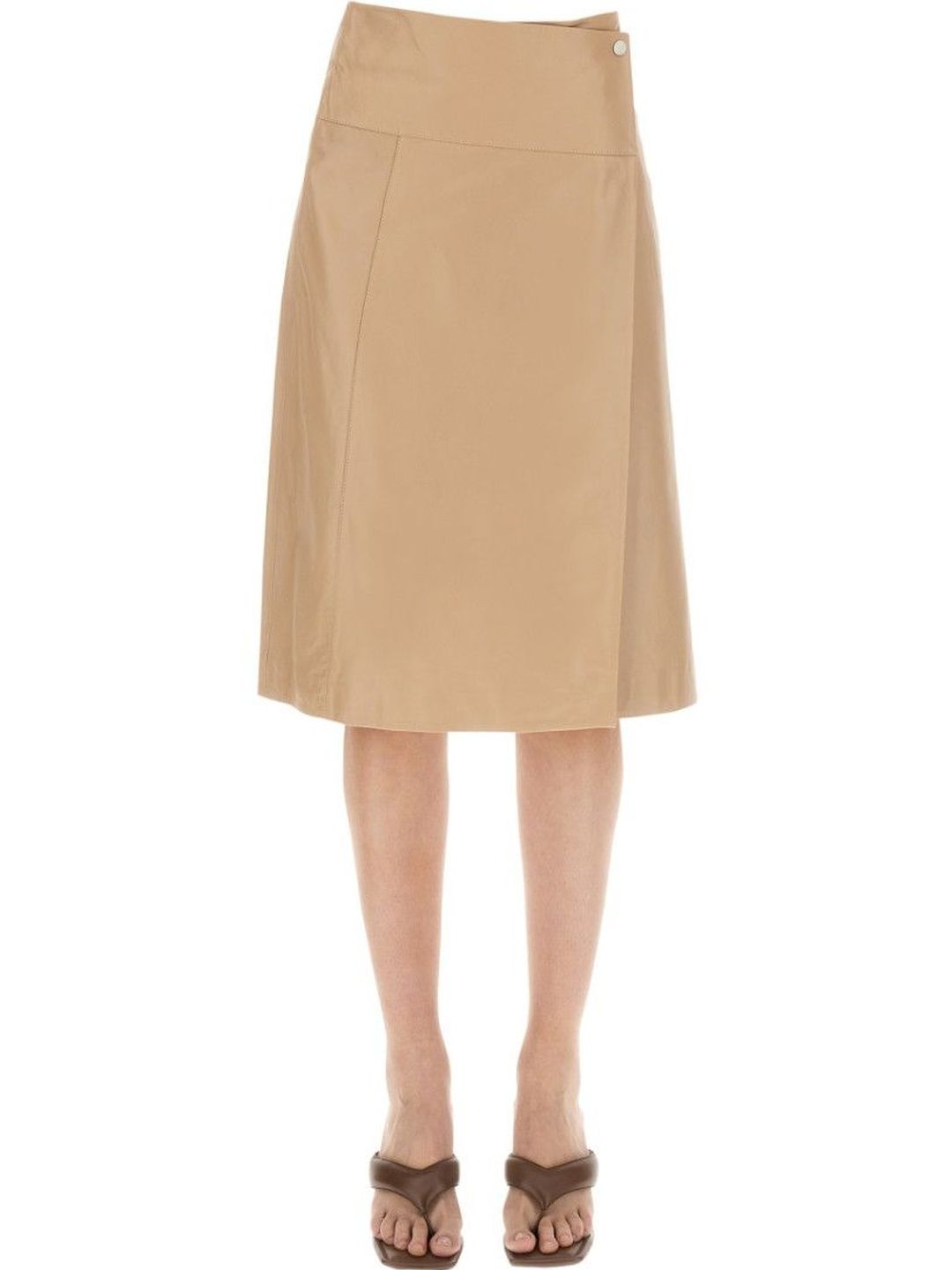 ARMA Beige Solid Knee Length Skirt-image-41