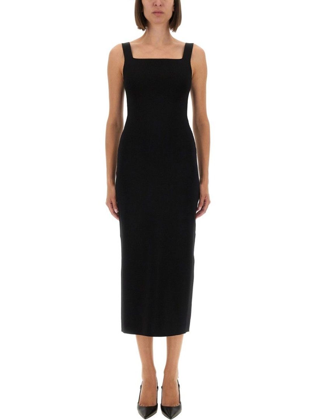 Khaite Black Square Neck Midi Dress-picture-14