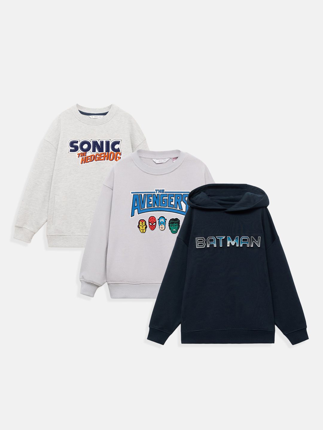Mango Kids Boys Pack Of 3 Printed Hooded Sweatshirt-image-39