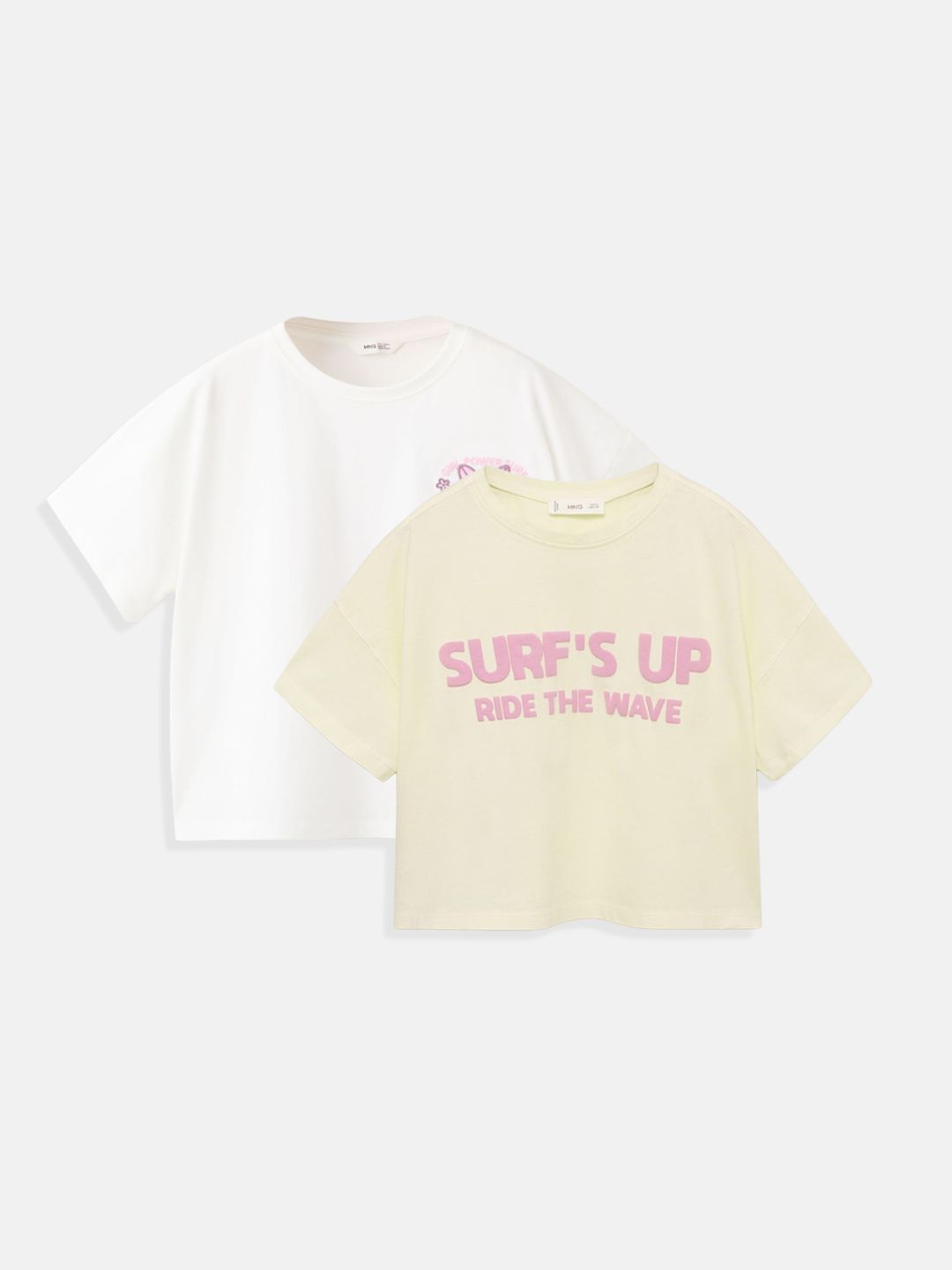 Mango Kids Girls Pack Of 2 Typography Printed Pure Cotton T-shirt-picture-18