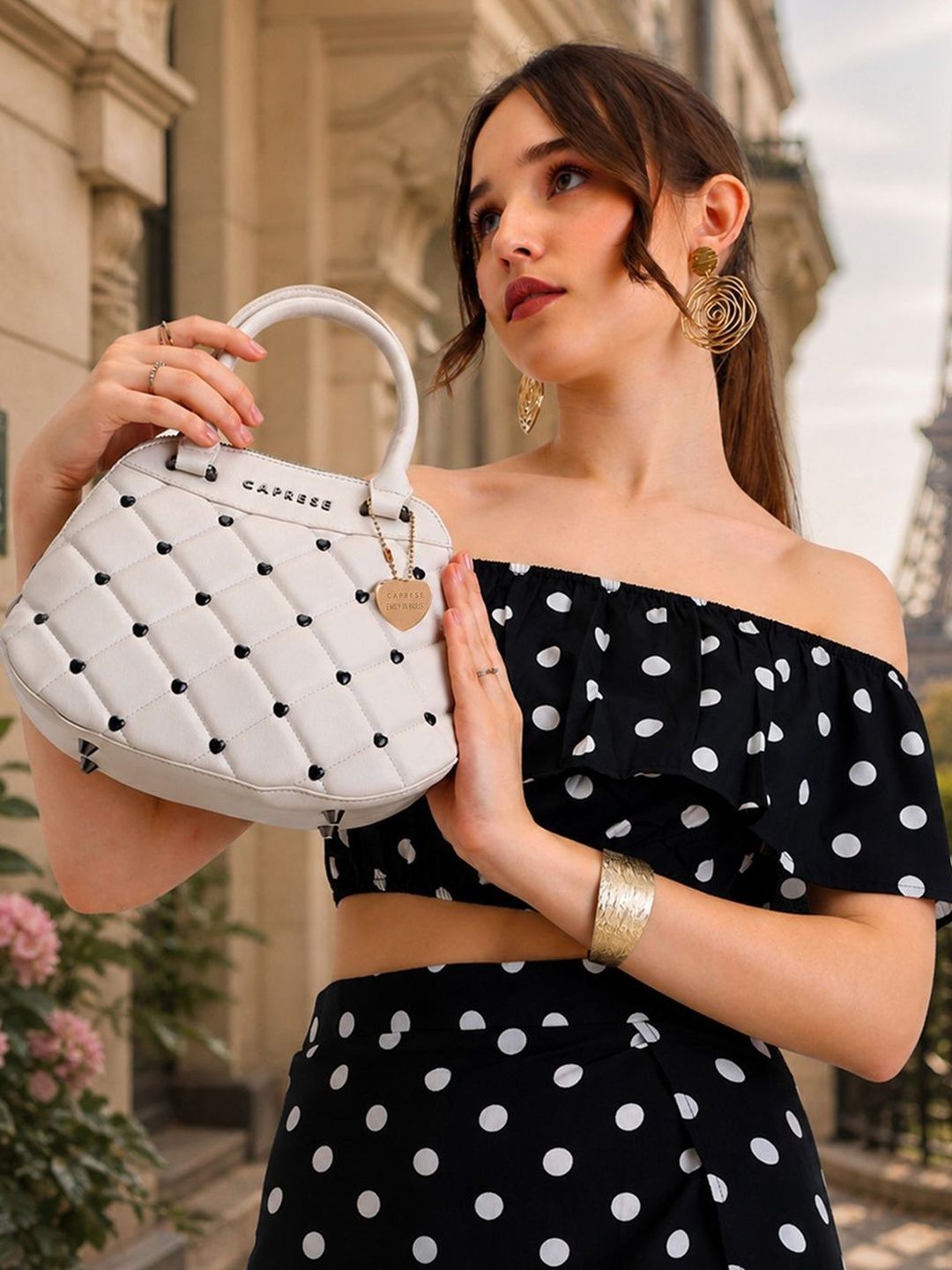 Caprese X Emily in Paris Ashley White Medium Women Satchel Bag-picture-53