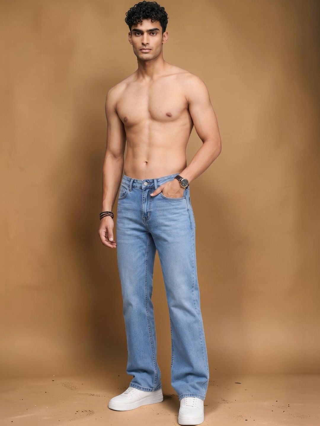 HAUWER Men Jean Straight Fit Mid-Rise Light Fade Stretchable Jeans-picture-29