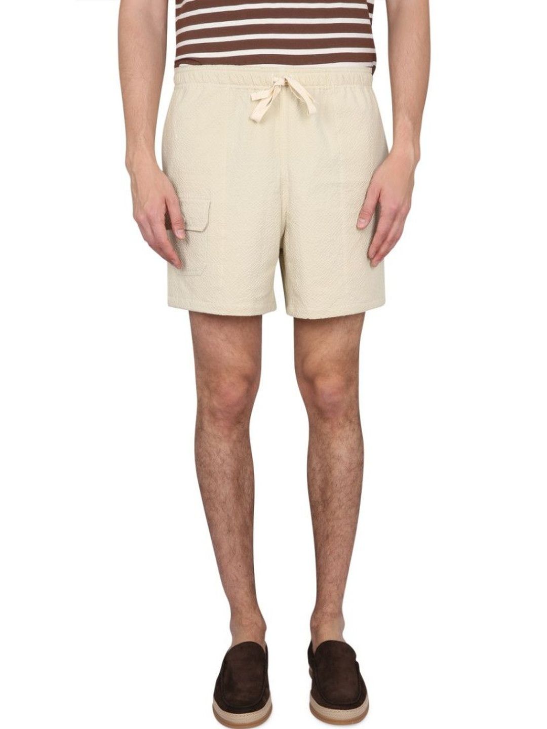 Beige Textured Shorts-image-21