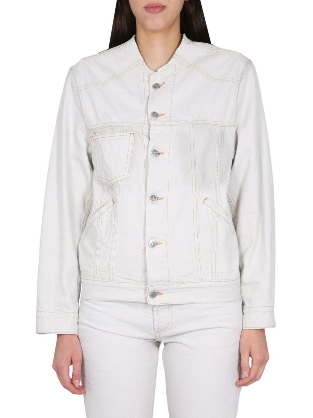 Maison Margiela White Solid Band Collar Jacket-picture-45