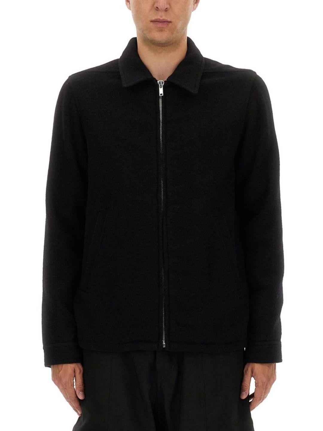 Rick Owens Black Solid Shirt Collar Jacket-picture-13
