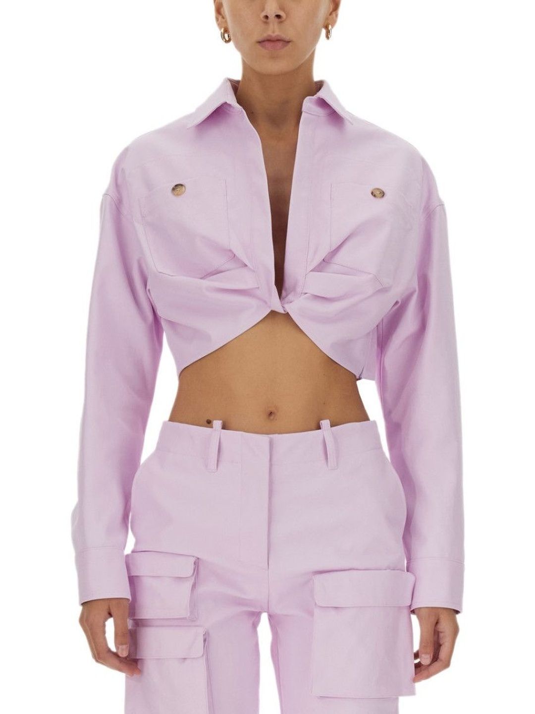 Off-White Purple Solid Shirt Collar Jacket-picture-11