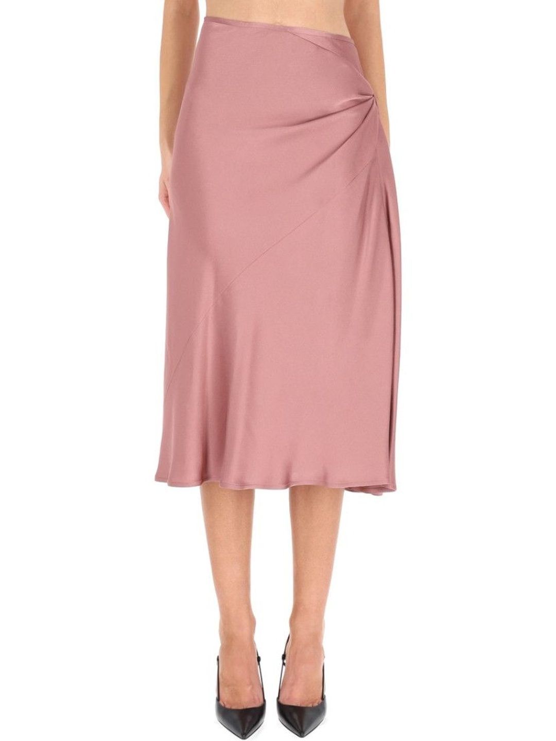 Dries Van Noten Pink Draped Midi Skirt-picture-11