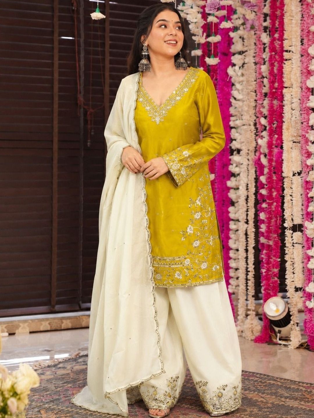 HK CLOTHING BRAND Women Ethnic Motifs Embroidered Regular Thread Work Kurta with Patiala & With Dupatta-picture-51