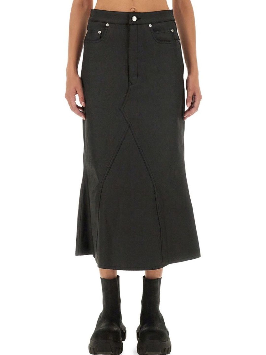 Rick Owens Black Solid Midi Skirt-picture-13