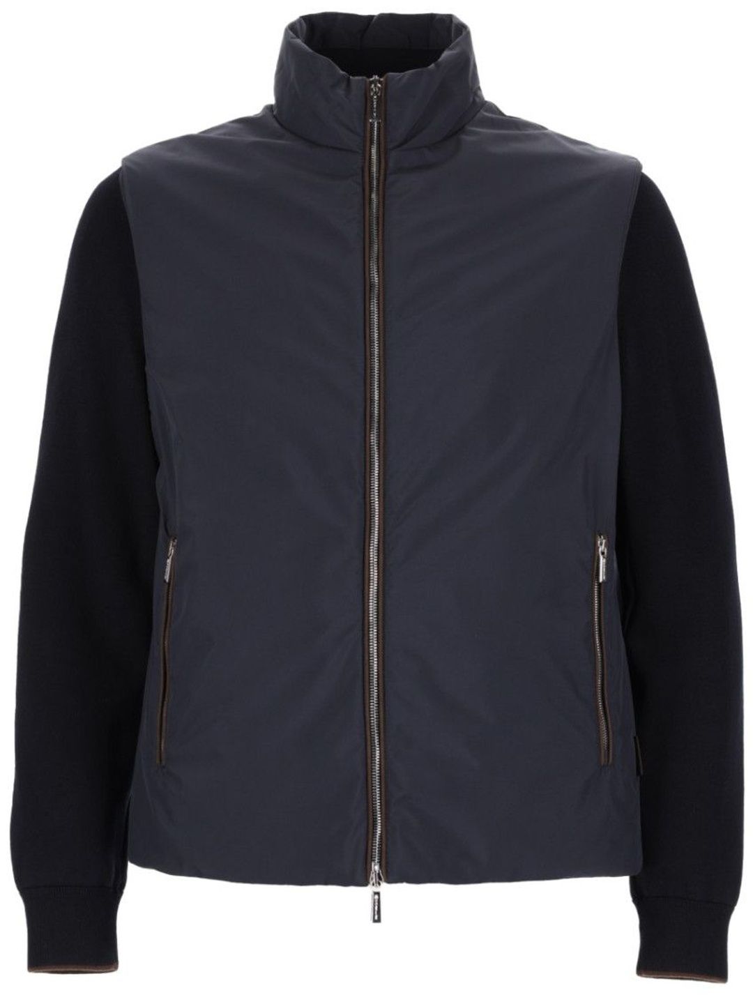 Moorer Navy Blue Solid Mock Collar Jacket-picture-12