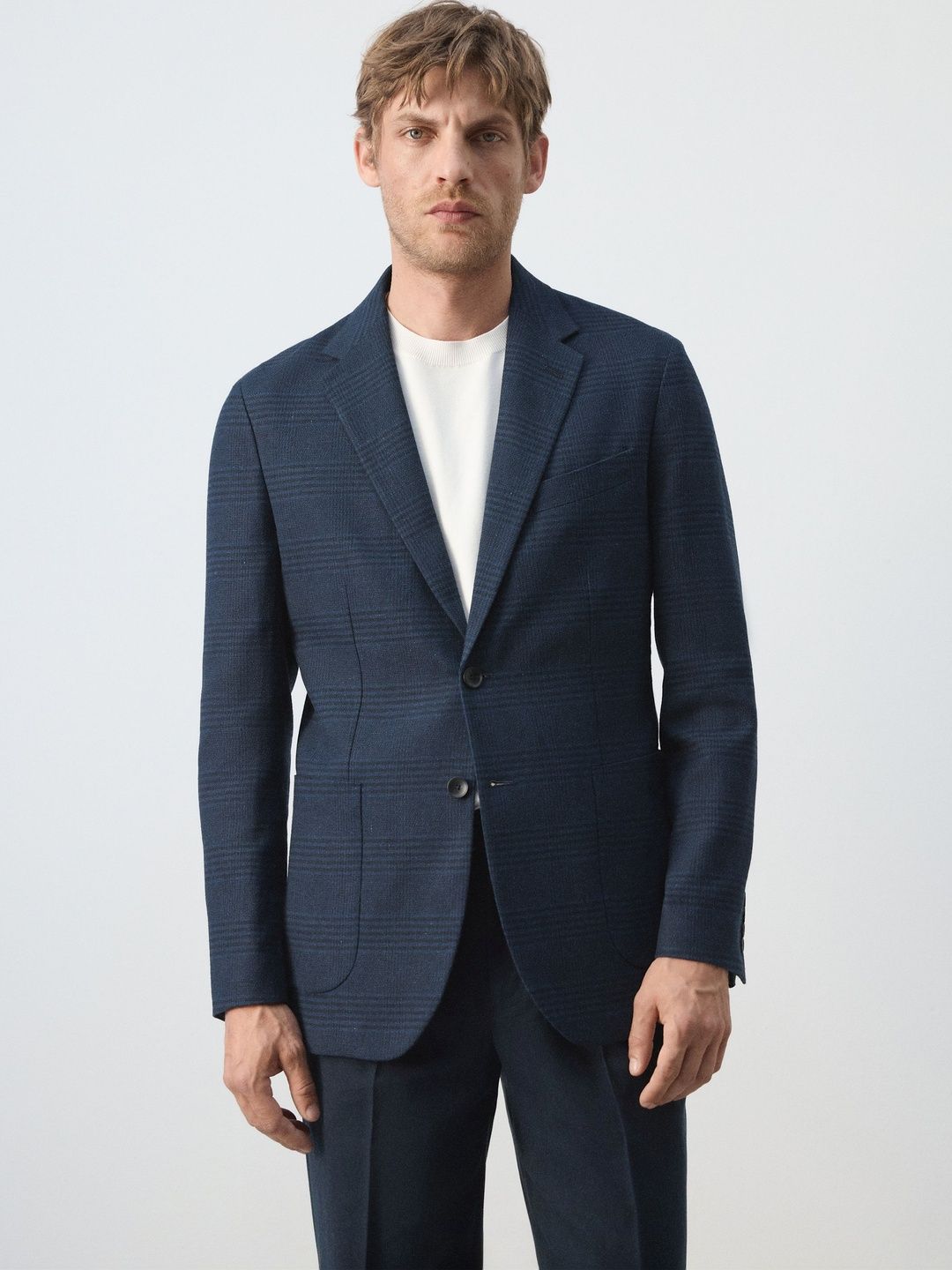 MANGO MAN Checked Notched Lapel Single-Breasted Casual Blazers-picture-21