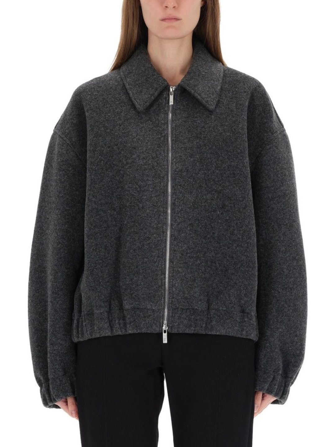 Helmut Lang Grey Solid Shirt Collar Jacket-picture-30