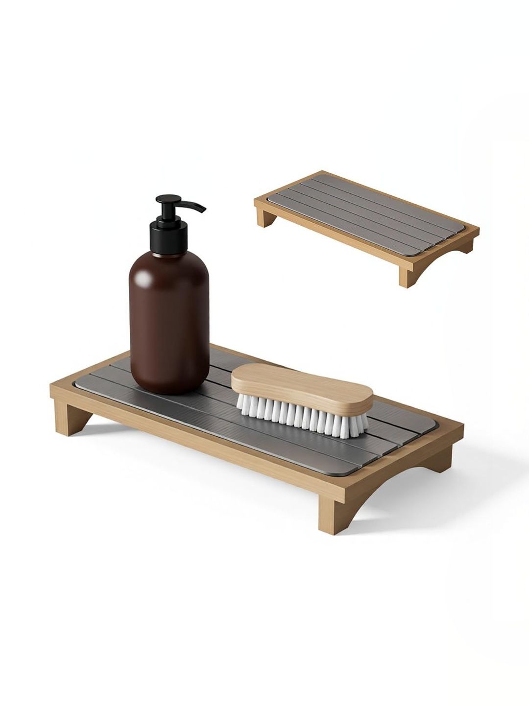MAYCREATE Bronze-Toned Striped Wood Bathroom Caddy-image-44