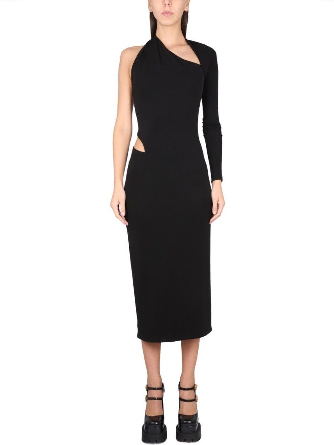 Versace Black One Shoulder Midi Dress-picture-15