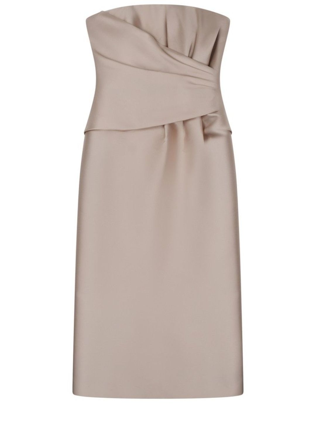 Alberta Ferretti Beige Solid Strapless Midi Dress-image-49
