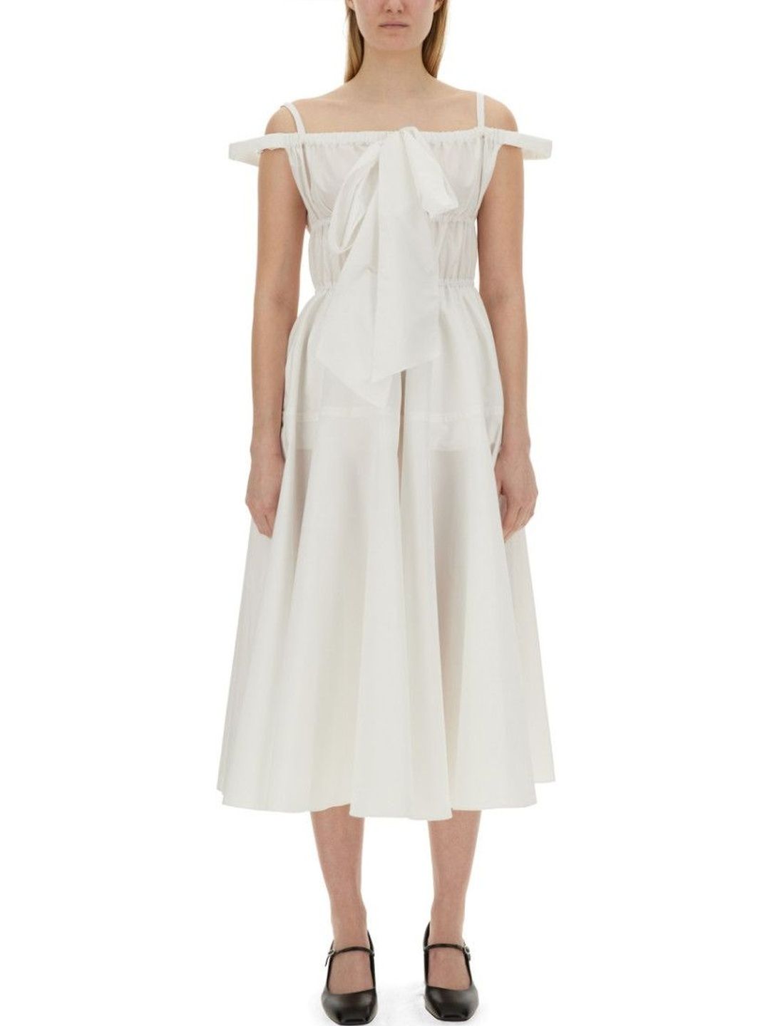 Patou White Off Shoulder Midi Dress-image-38