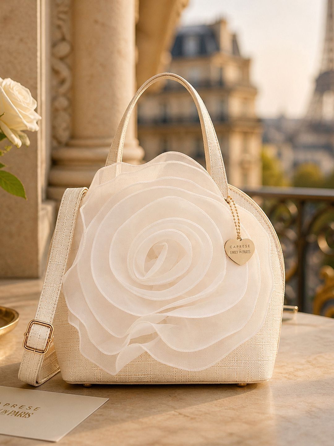 Caprese X Emily in Paris Ella Beige Medium Women Satchel Bag-picture-14