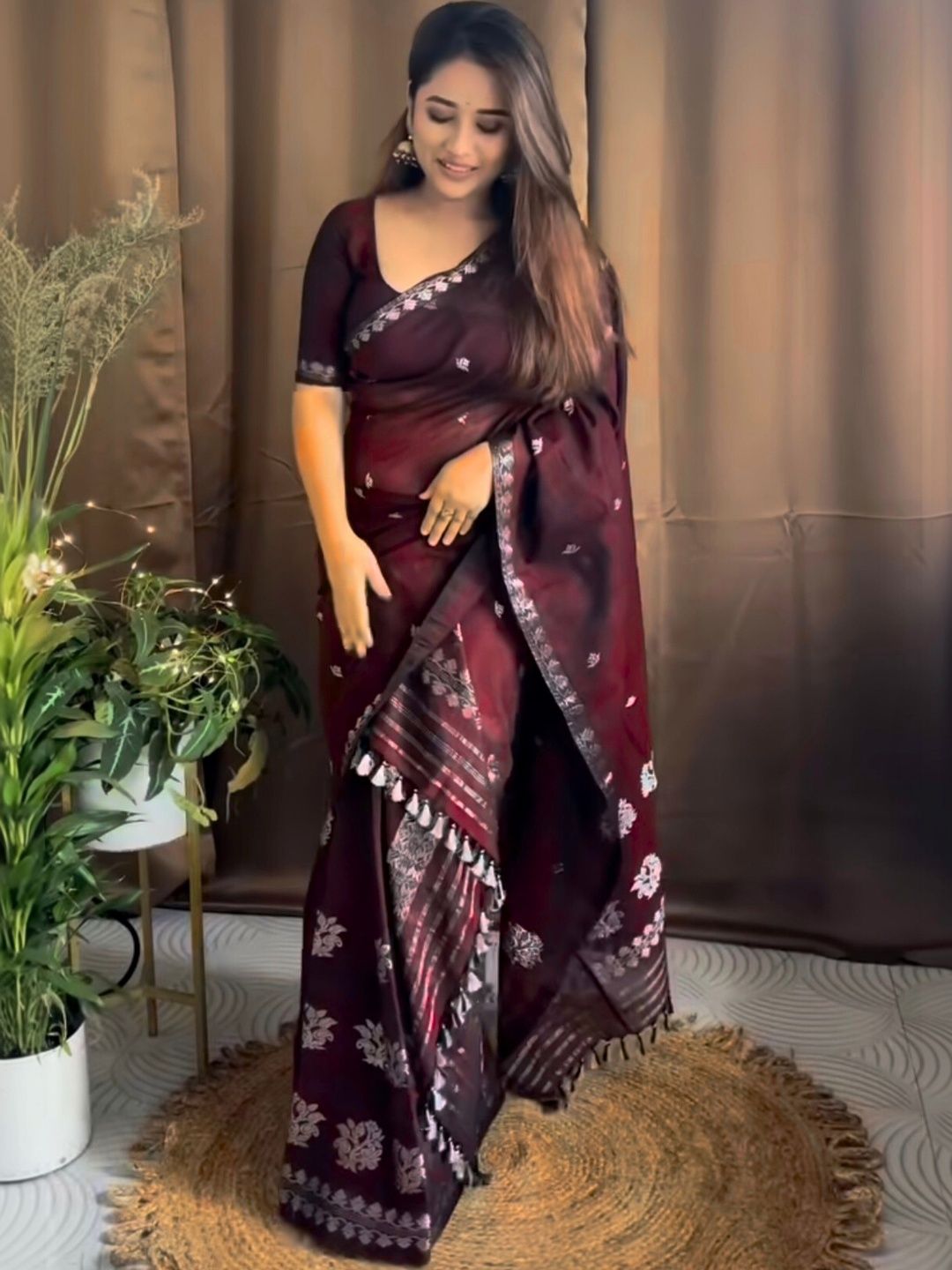 KAMDAR Woven Design Zari Silk Blend Mekhela Chador Saree-picture-16