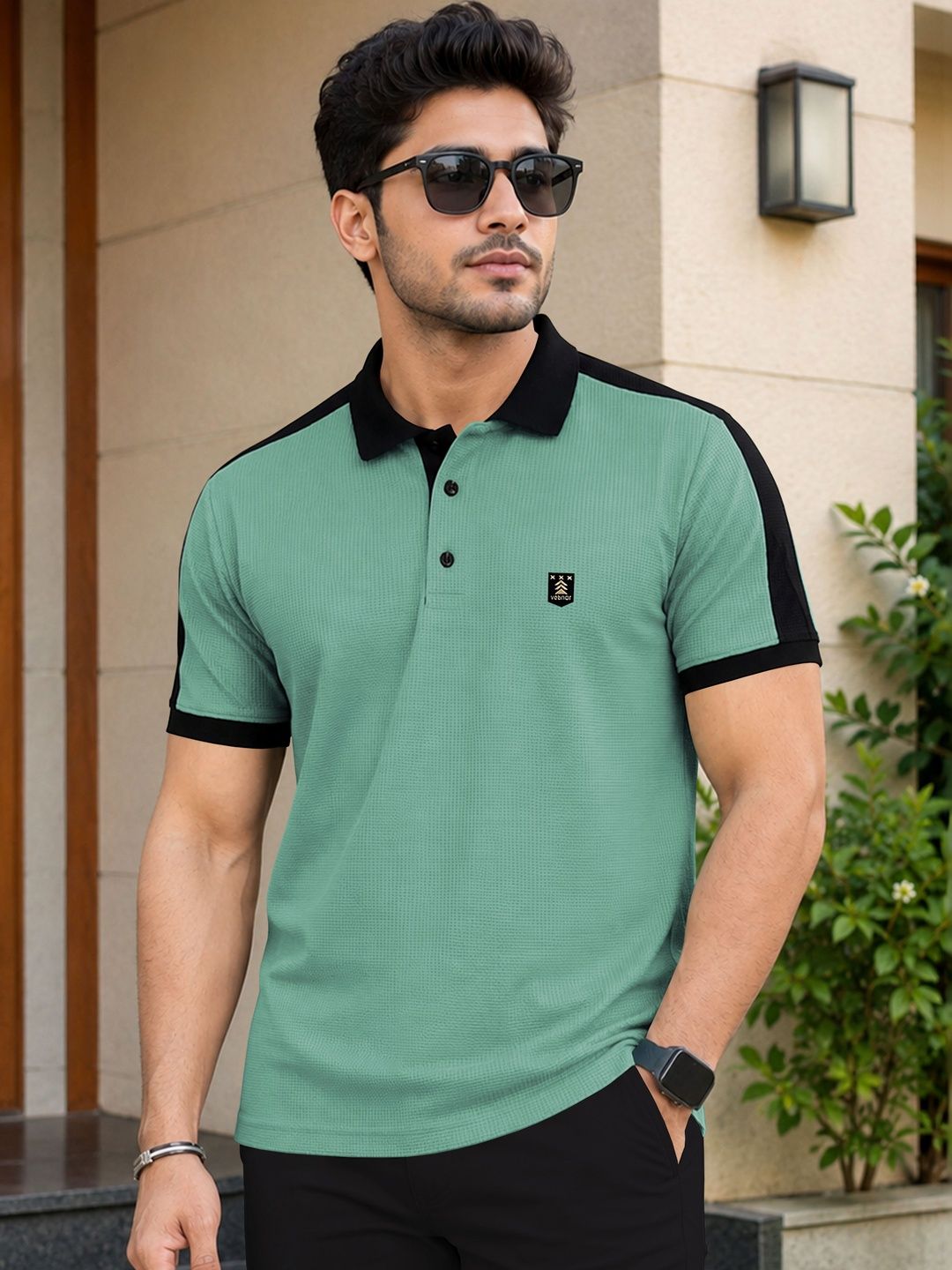 VeBNoR Self Design Colourblocked Polo Collar T-Shirt-picture-20
