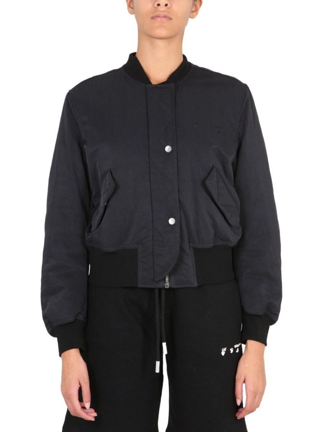 Off-White Black Solid Crew Neck Jacket-picture-11
