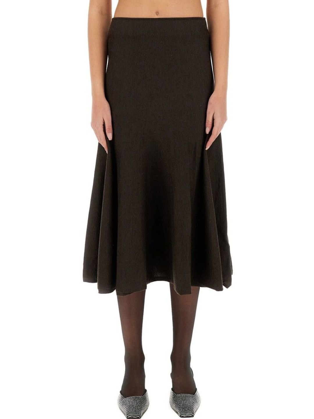 Khaite Brown Solid Midi Skirt-picture-10