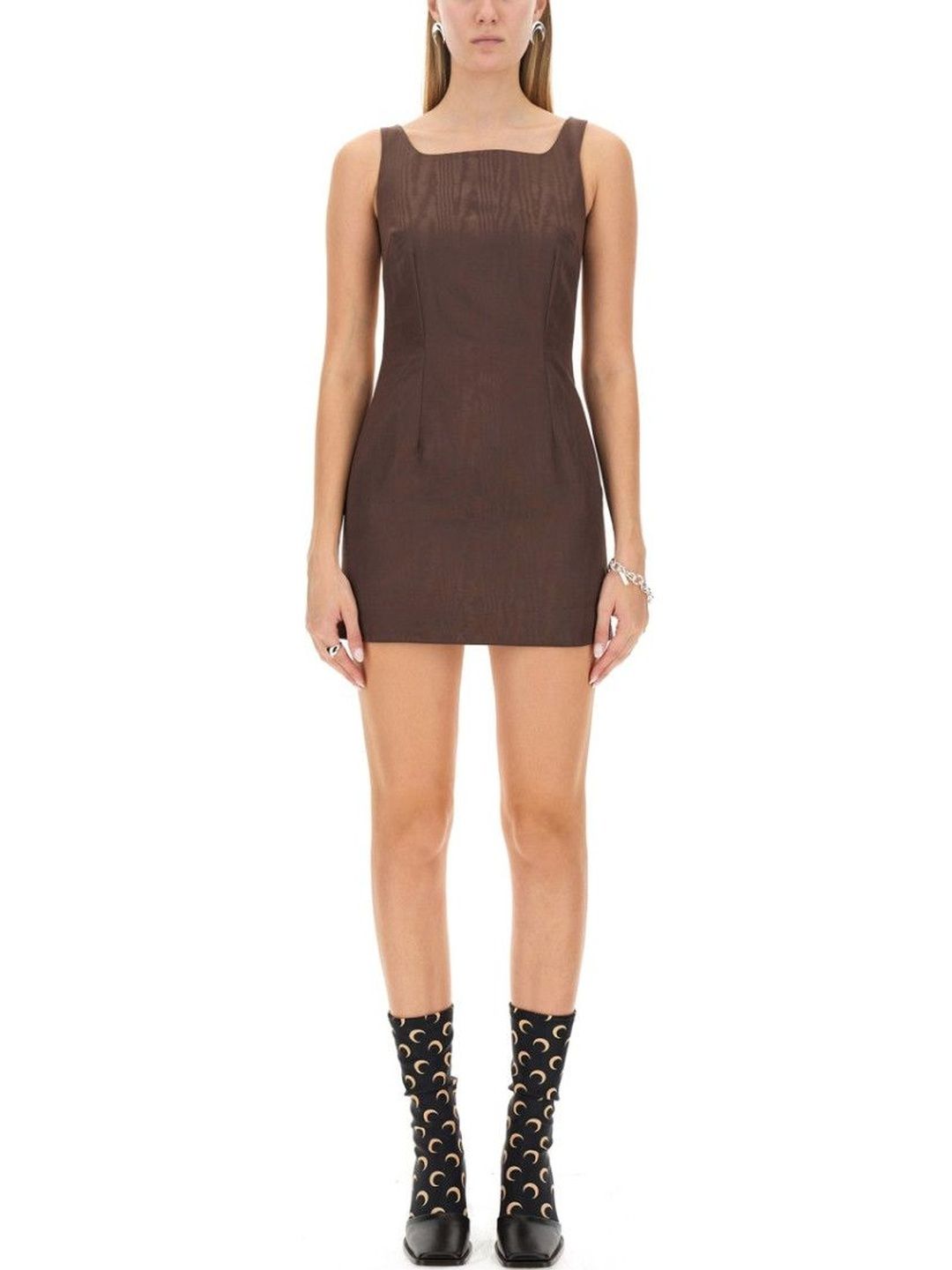 Marine Serre Brown Square Neck Mini Dress-picture-43