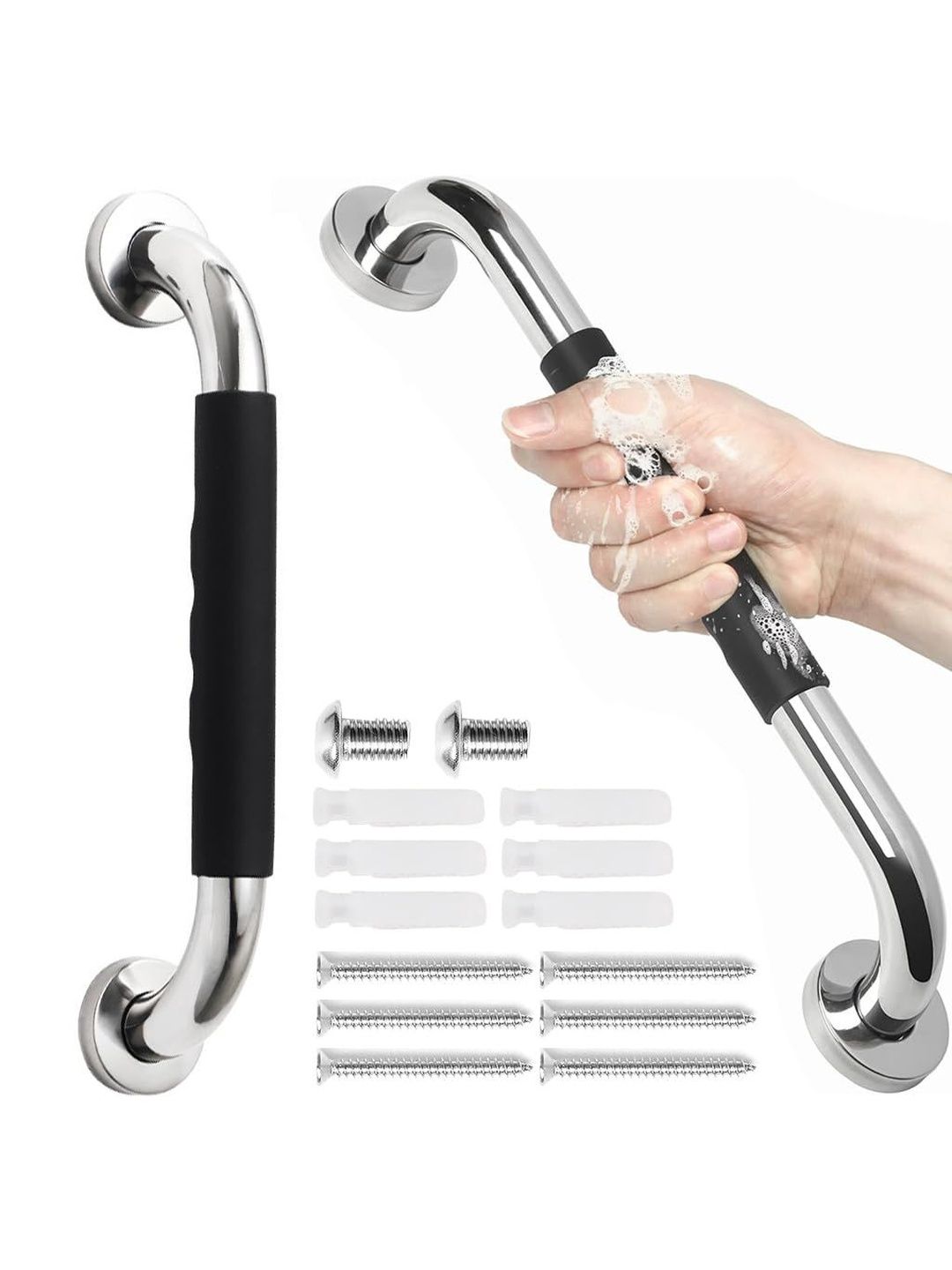 MAYCREATE Silver-Toned Solid Stainless Steel Towel Holder-picture-37