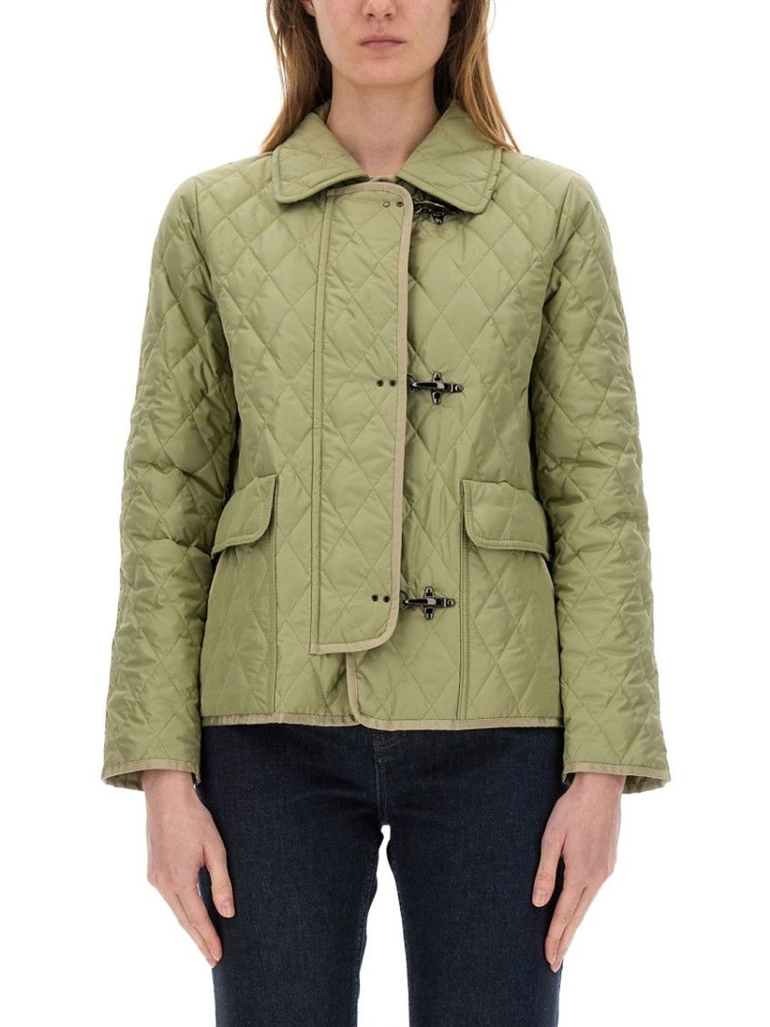 Fay Green Quilted Shirt Collar Jacket-picture-22