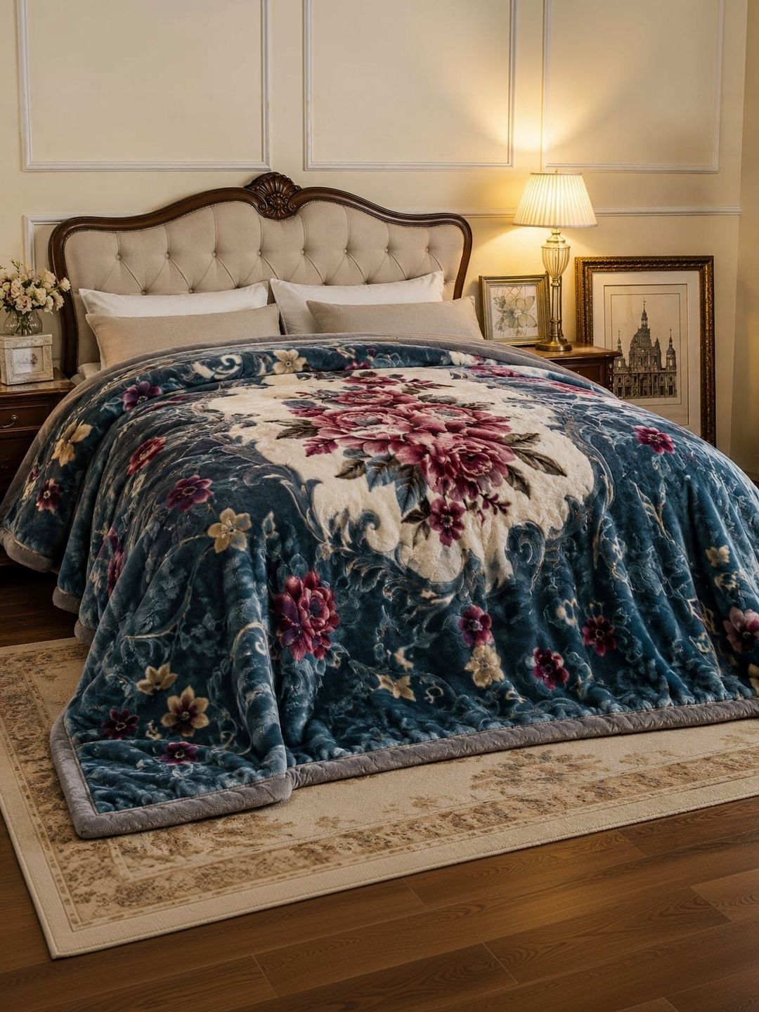 Comfowell Blue Floral Heavy Winter Blanket-picture-17