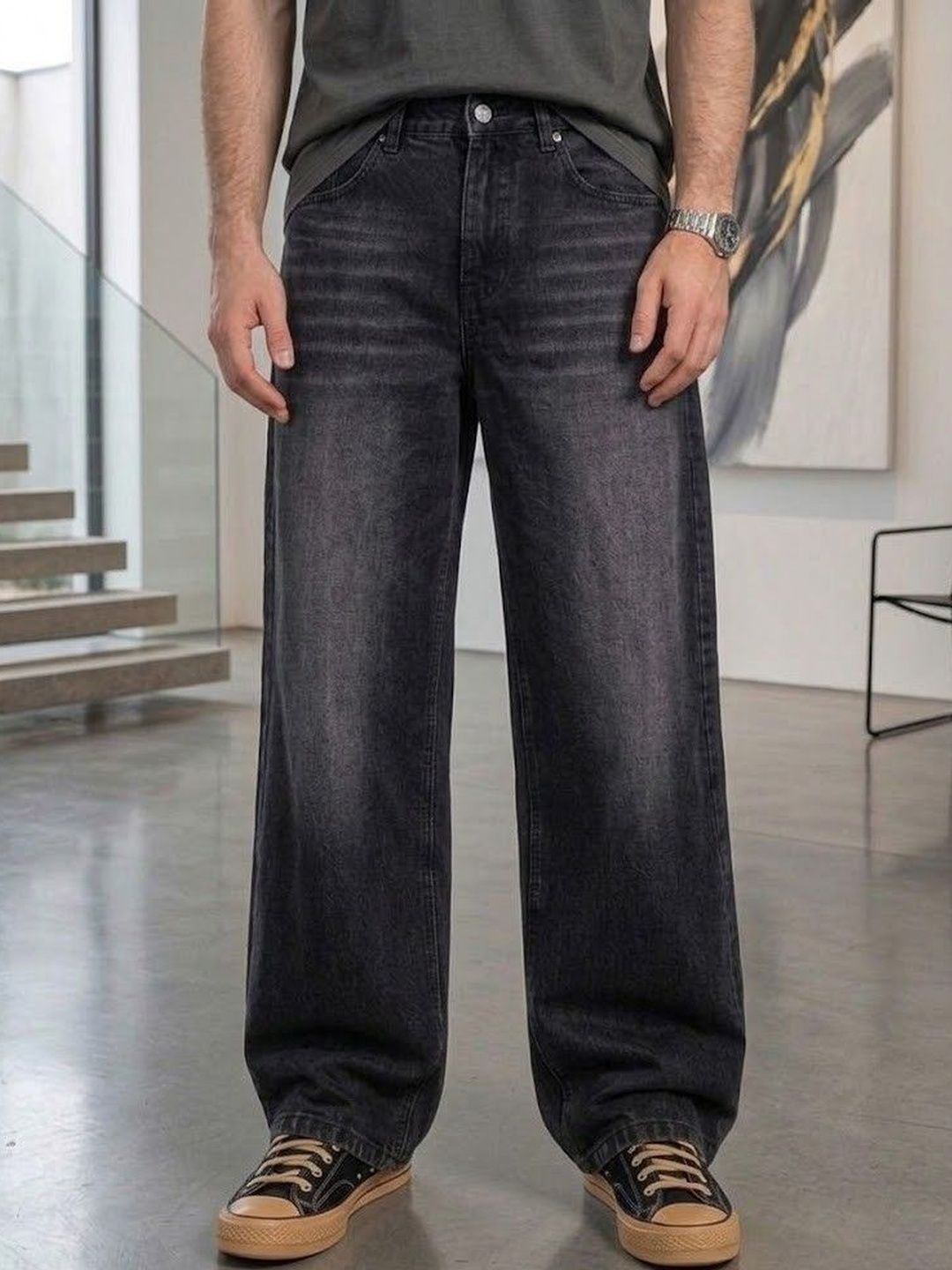 NIFFER FASHION Men Wide Leg Mid-Rise Light Fade Jeans-picture-41