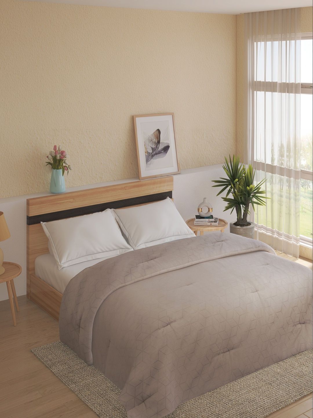Home Centre Grey Geometric Mild Winter 300 GSM Comforter-image-23