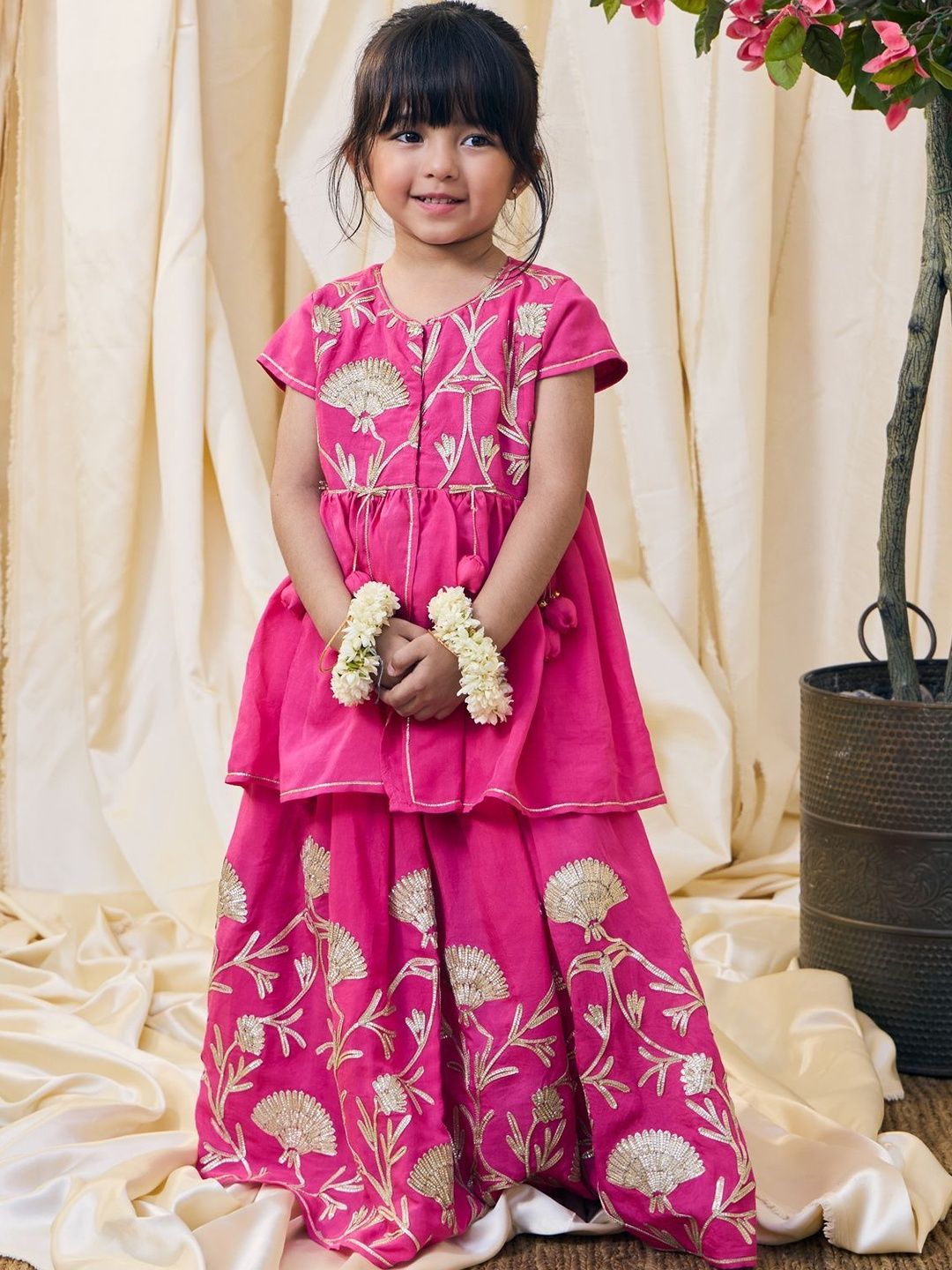 Fayon Kids Girls Embroidered Thread Work Ready to Wear Lehenga &-picture-18